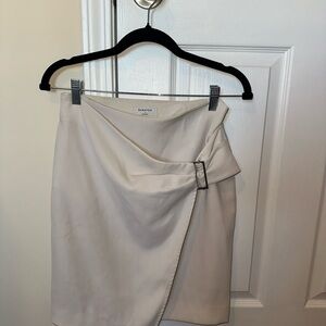 Aritzia Babaton Asymmetrical Cream Skirt with Buckle